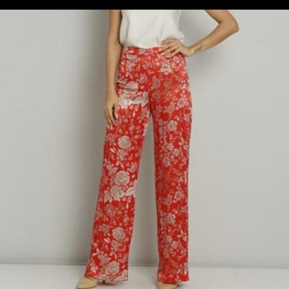☘️NWT FLORAL PRINTED CORAL WIDE LEG PANTS  4,10☘️